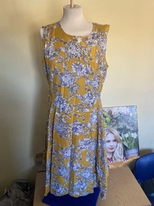 Ladies Maine Long Sunflower Yellow & Grey Floral Sleeveless Dress UK 16 - Picture 1 of 11