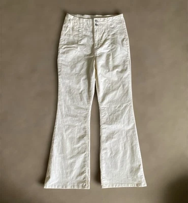 Pantalones TRUE CRAFT Para Mujer 10 Corsé Cintura Acampanada Marfil Pana Tiro Alto Elastizados Foto 1 de 4