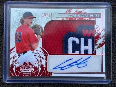 2024 Leaf Trinity Cam Caminiti Auto /15  Logo Patch Braves Red Autograph  - Image 1 of 2