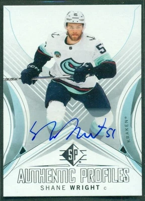 2024-25 Upper Deck SP Authentic Profiles Autograph AP-10 SHANE WRIGHT Kraken - Image 1 of 2