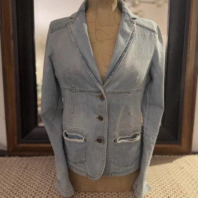 Moschino Denim Mockneck Women's Medium Wash Jean Jacket 8 - Image 1 of 4