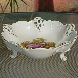 Antike Rosenthal Moliere Deutsche Schale Porzellan Werben Viktorianisches Paar Signiert - Bild 1 von 12