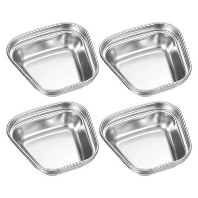 Mini plato de salsa de acero inoxidable de 3", cuencos de condimentos plateados 4 piezas Foto 1 de 4