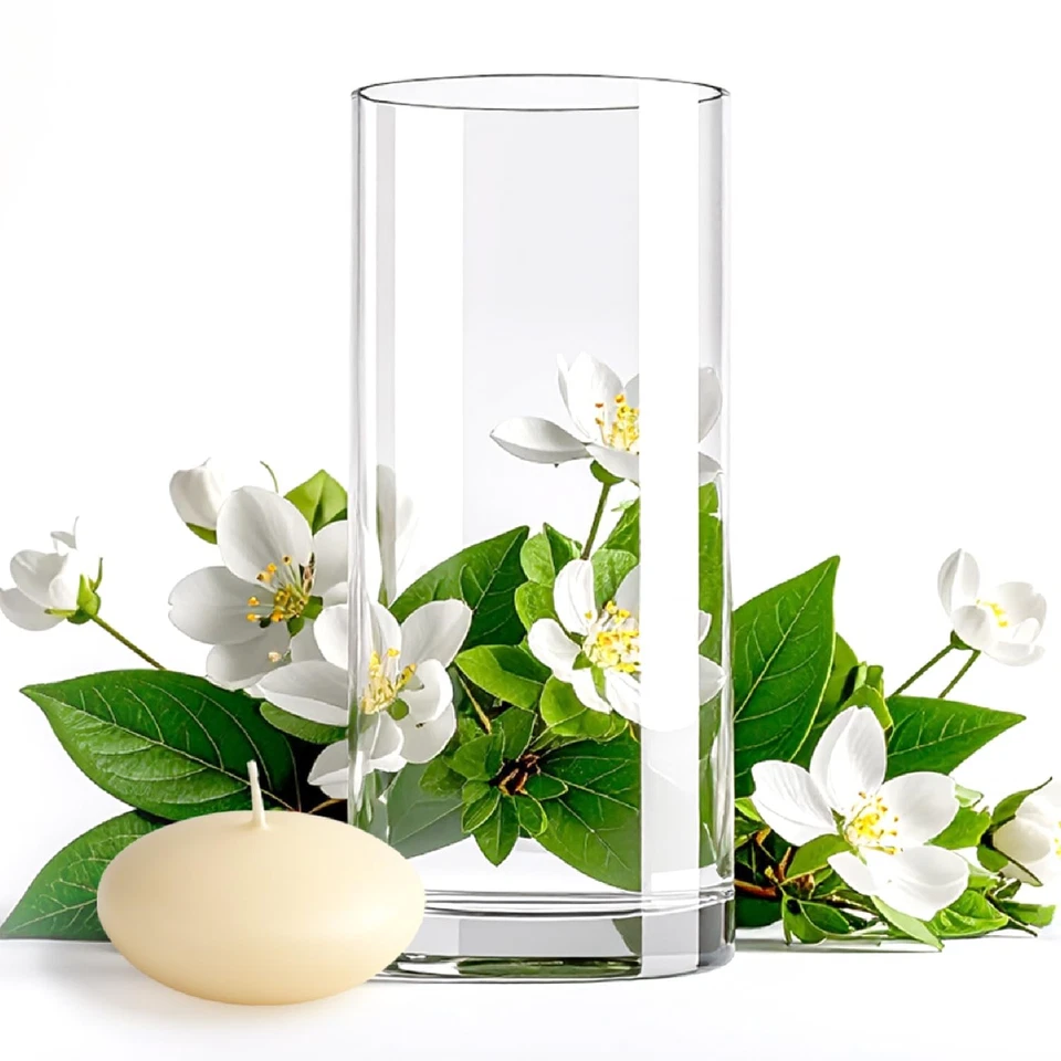 Candelabro de vidrio cilíndrico Tealight y jarrón multiusos, transparente, 4 x 9 Inc... Foto 1 de 4