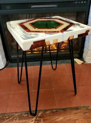 Original Resin and Ceder, accent table. See through and Glow in the dark!  - Image 1 of 4