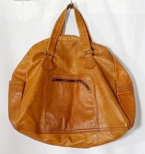 Soft Leather Duffel Bag Brown Extra Large Overnight Carry-on Travel Zip Top - Picture 1 of 9
