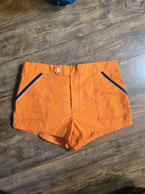Bañador Jantzen de Colección Años 60 Para Hombre Naranja Azul Rayas Pantalones Cortos de Surf 2" Entrepierna 34w Foto 1 de 4