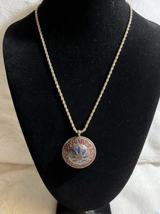 Vintage Brass Tibetan Style Pendant With Gold Filled Rope Chain 24” - Picture 1 of 3