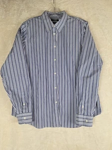 Chaps Striped Non Iron Long Sleeve Button Front Shirt Womens XL Blue Cotton  - Picture 1 of 12