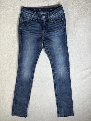 BKE Alec Jeans Womens 27x34 Blue Distressed Stretch Denim Faded Whiskered Dark - Image 1 of 4