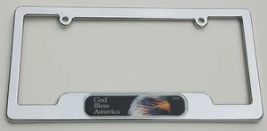 USA God Bless America Eagle Chrome License Plate Frame - Imagen 1 de 5