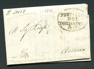 lettera con testo del 1816 - PREFETTO DEL TAGLIAMENTO 50 per Aviano - Foto 1 di 3