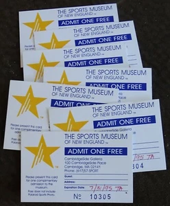 THE SPORTS MUSEUM OF NEW ENGLAND - 7 abgelaufene Tickets von 1995 - Bild 1 von 1