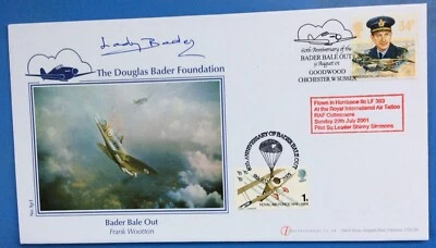 LADY BADER Signed 9.8.2001 Douglas Bader Bale Out FDC Reach For the Sky WW11 - Image 1 of 4