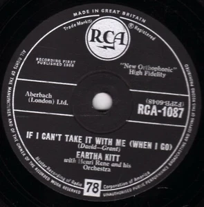 EARTHA KITT 78 JUST AN OLD FASHIONED GIRL/ IF I CAN'T TAKE IT WITH ME RCA 1087 E - Picture 1 of 1