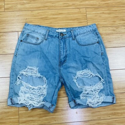 Machine Nouvelle Mode Shorts Size 29 light wash Denim Distressed  rolled - Image 1 of 4