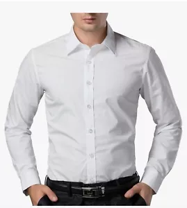 Paul Jones Men's dress shirt Long Sleeves Button Down Dress Shirt white size 5XL - Picture 1 of 9