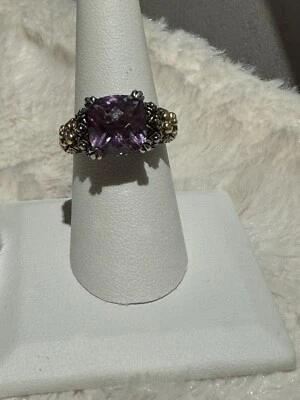 Anillo de cóctel Barbara Bixby amatista de plata de ley y oro amarillo de 18k 8 Foto 1 de 4