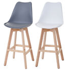 Zestaw 2 stołków barowych Malmö T501, design retro, siedzisko ze sztucznej skóry, jasne nogi