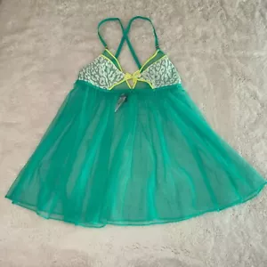 Neu Victoria's Secret Babydoll Negligee Gr. Medium durchsichtig meergrün kurze Länge - Bild 1 von 8