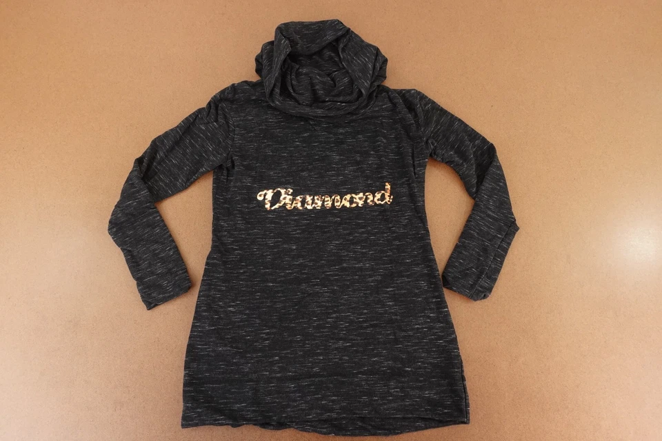 Sudadera túnica Merona para mujer talla mediana negra diamante manga larga con capucha Foto 1 de 4