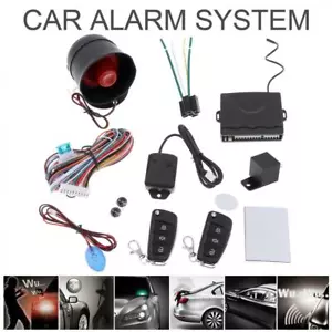 CAR ALARM SECURITY SYSTEM WITH KEYLESS ENTRY START REMOTE KEY FOB SIREN - Picture 1 of 11