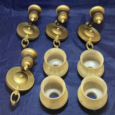 Set four 4 Slip Shade Antique sconces Polychrome Finish Beautiful Rewired 4G Cover