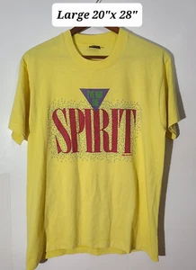 Vintage 90s "I've Got the Spirit" Yellow Large T-Shirt Single Stitch Made in USA - Picture 1 of 8