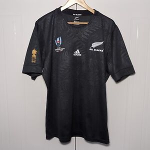 Men's All Blacks New Zealand 2019 World Cup Japan Black Home Shirt - Size XL