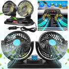 12V Plug Car Dual Head Cooling Fan 360° Rotatable Portable Auto Truck Air Cooler