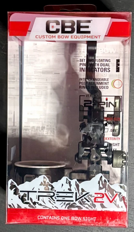 CBE Trek 2V .010 Archery Sight 2 Vertical Pins Left Hand New - Image 1 of 2