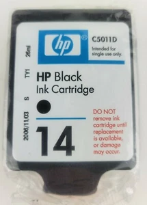 Cartucho de tinta negro HP 14 ~ C5011D ~ sellado, sin caja ~ caducado en 2006 - Imagen 1 de 2