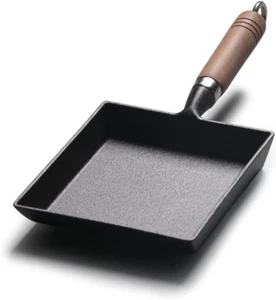Tamagoyaki Japanese Omelette Pre-Seasoned Mini Skillets Wooden Handle 9×7 Inch - Picture 1 of 12