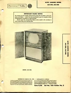 1950 Altec Lansing ALC-205/ALC-206 cartella fotofatti manuale di servizio TV - Foto 1 di 3