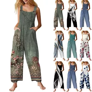 Womens Casual Overalls Jumpsuits Sleeveless Summer Comfy Romper with Pocket D - Picture 1 of 51