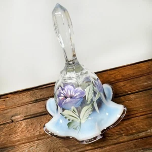 FENTON Bordi Arruffati 6,5” Campana Trasparente Opalescente Artista Firmata! D Barbour - Foto 1 di 9