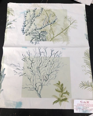 COWTAN & TOUT Seychelles en Aqua, Azul 18 x 23" Algodón Tela Náutica Muestra Foto 1 de 4