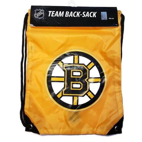 NHL Boston Bruins Logo Team Spirit Drawstring Back Sack Bag Yellow Black 17"x13" Cover