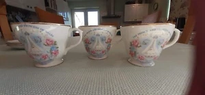 Vintage fine bone china, 3 tea cups and saucers celebrating birth Prince William - Picture 1 of 11