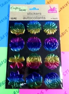 Crafter's Square Metallic Regenbogen Blumen 1 Blatt Aufkleber Pack - Bild 1 von 1