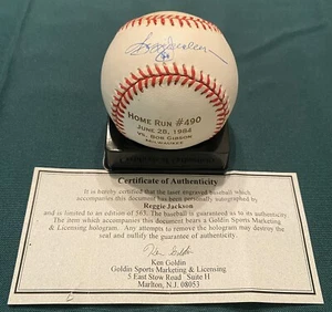 Reggie Jackson Signed Official American League Baseball w/COA " Home Run #490" - Picture 1 of 2