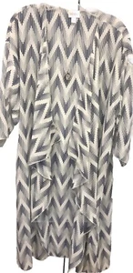 Neu mit Etikett LuLaRoe langer Staubtuch-Kimono groß cremefarben & blau aztekisch geometrisch Shirley - Bild 1 von 9