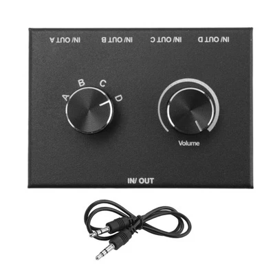 4 Port 3.5mm Stereo Audio Switcher Support 1 in 4 Out or 4 in 1 Out for PC2110 - Image 1 of 4