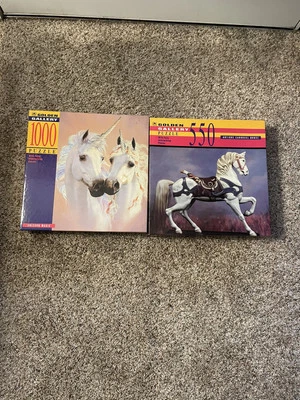 Lot Of 2 Sealed Golden Gallery Unicorn Magic/ Carousel Horse Vintage Puzzle (D) - Image 1 of 4