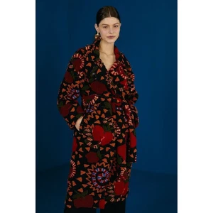 Farm Rio Black Jungle Fruits Fleece Coat - Picture 1 of 8