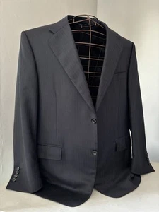 Canali Mens Blazer Jacket 100% Pure Wool Midnight Blue Pinstripe 44”Chest Italy - Picture 1 of 18