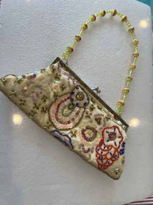 Vintage Party/Evening Handbag Gold/yellow,orange So Pretty! 10in Wide, 4in Tall  - Image 1 of 4