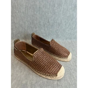 DKNY Women Brown Woven Espadrille Flats Shoes Size 7.5M Slip On Metallic Gold - Picture 1 of 10