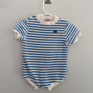 Vintage Baby IZOD blau-weiß gestreiftes Baby 12 Monate Frottee - Bild 1 von 4