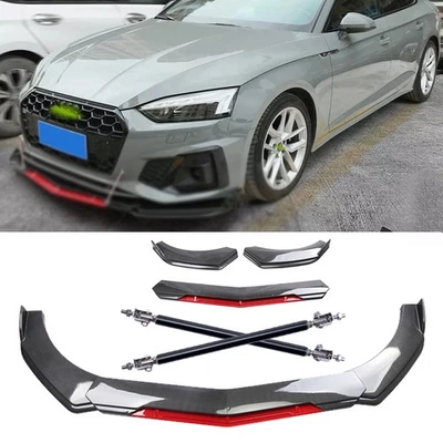 Front Bumper Lip Splitter Spoiler carbon fiber For AUDI A3 A4 A5 A6 B6 B7 Body Foto 1 de 4